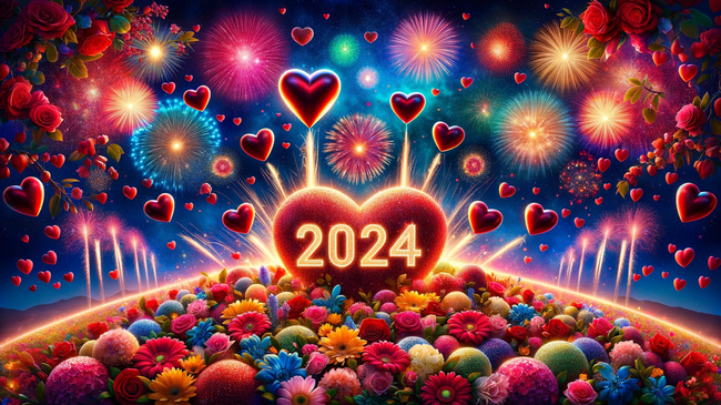 2024年新年跨年烟花夜景图片