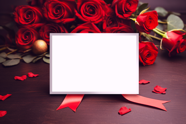 情人节红色玫瑰花空白相框图片