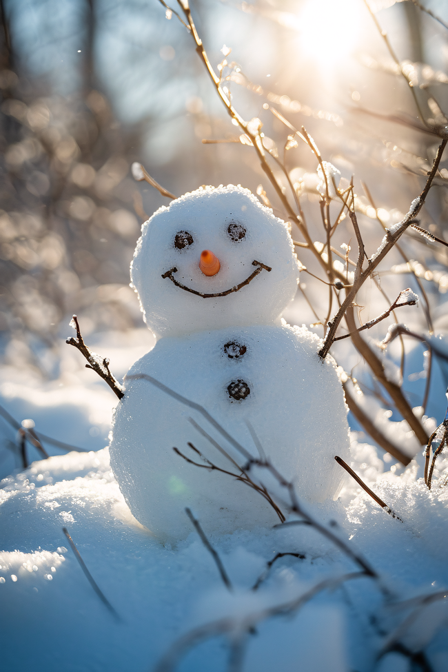 冬季暖阳雪地小雪人写真精美图片