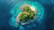 唯美蓝色大海海岛鸟瞰图风光摄影图片