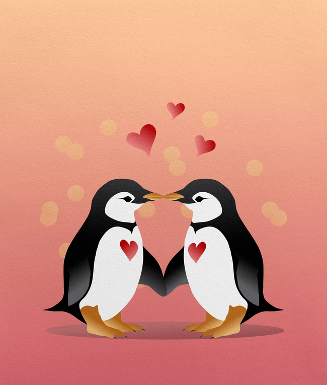情人节可爱卡通企鹅插画设计图片