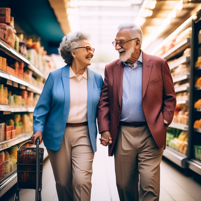 欧美超市购物老年夫妻写真图片