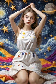 宇宙星球风格少女美女写真摄影图片