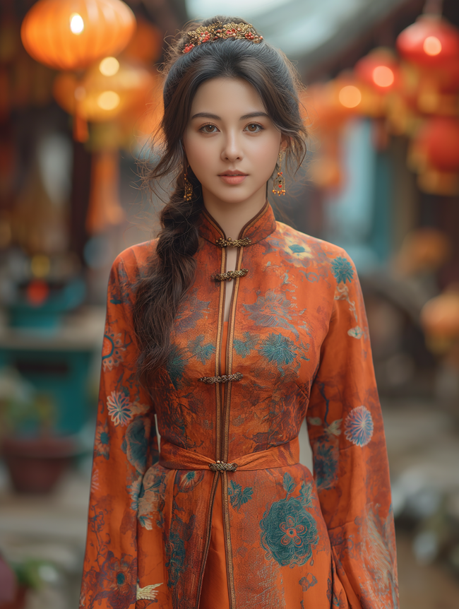 中国风灯笼古典风格美女摄影图片