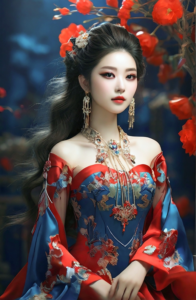 身穿传统中国元素服饰美女写真图片