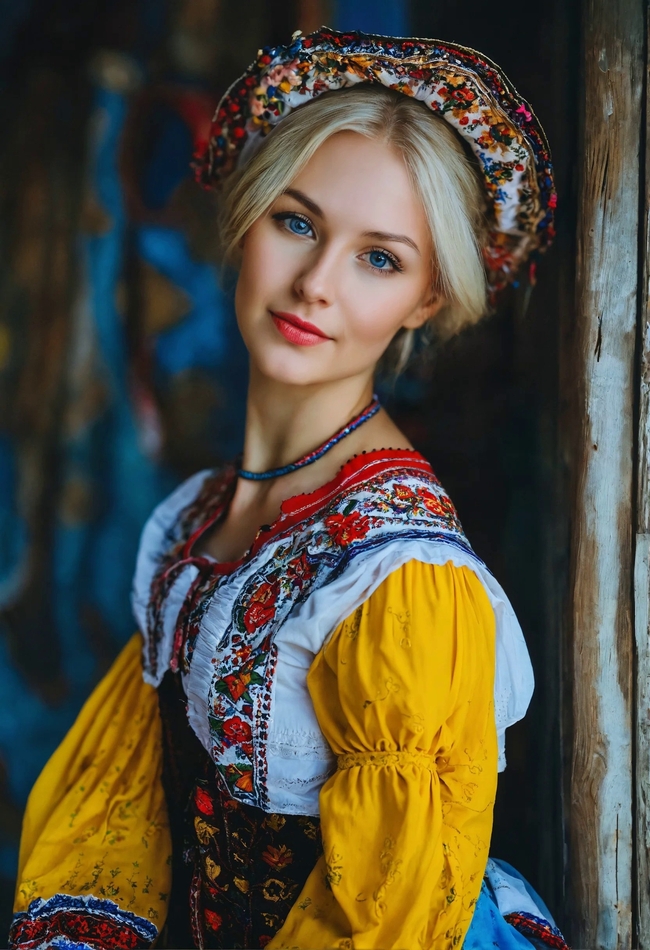 特色民族服饰俄罗斯美女写真摄影图片