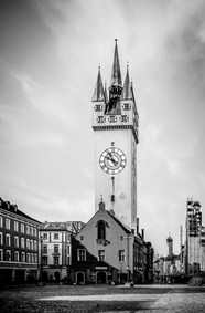 施特劳宾城市之塔黑白摄影图片