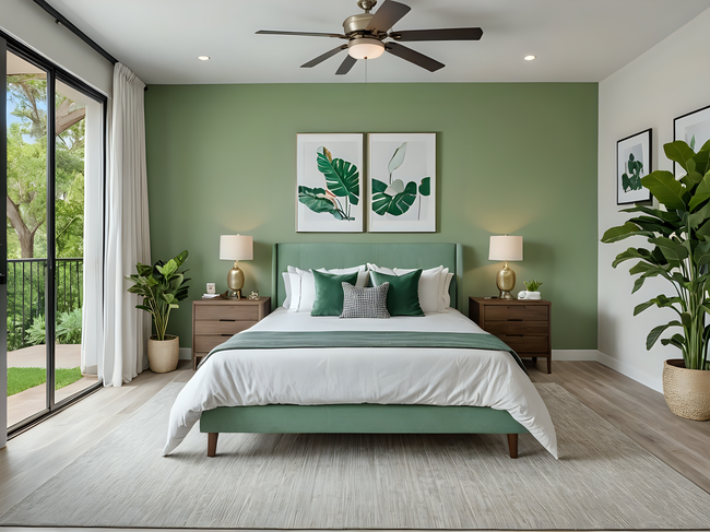 绿色小清新风格家居卧室装修图片大全