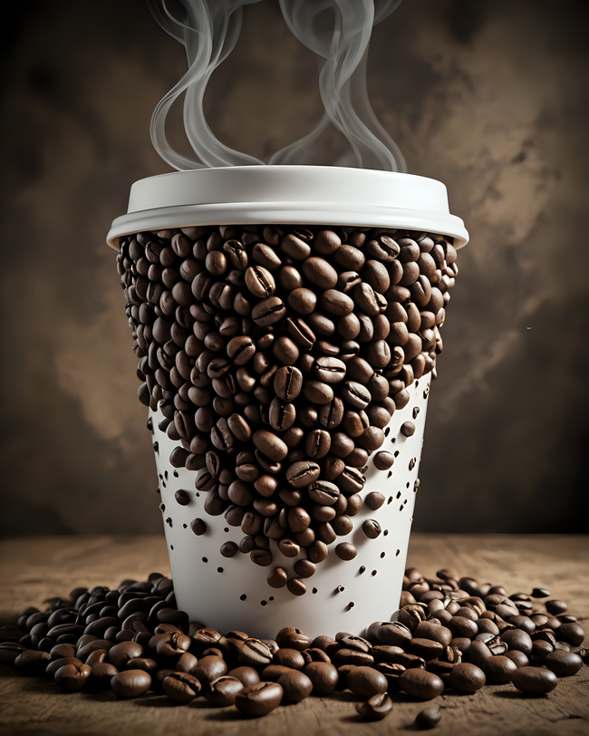 创意咖啡豆咖啡杯热饮高清图片