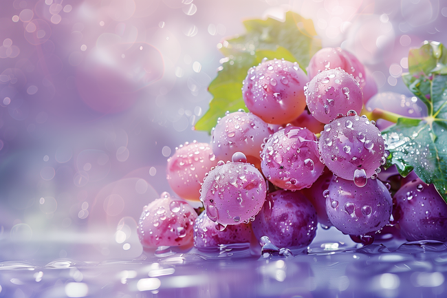 雨水拍打着的紫色葡萄图片大全