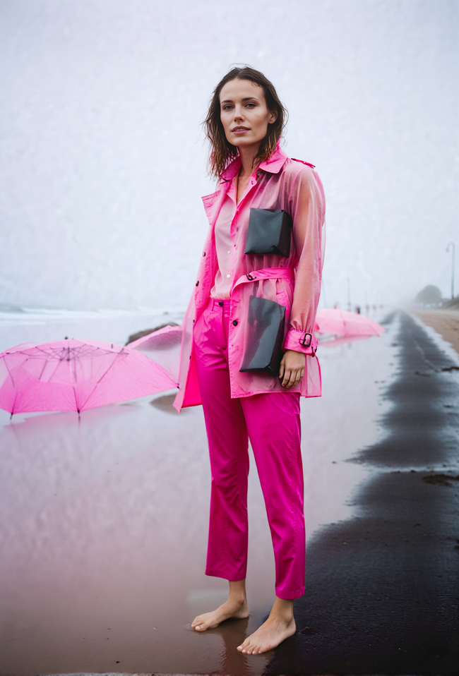 雨后海边漫步的欧美美女高清图片