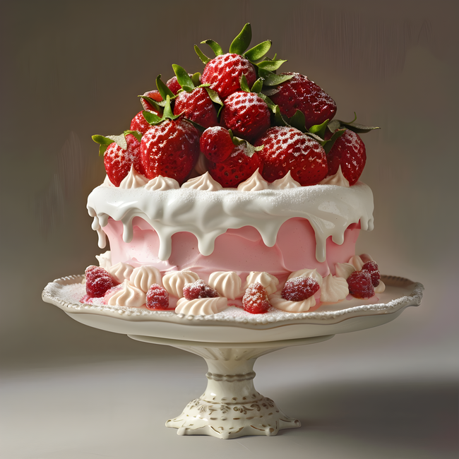 新鲜草莓奶油蛋糕写真图片