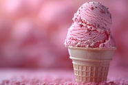 粉色草莓味冰激凌摄影图片
