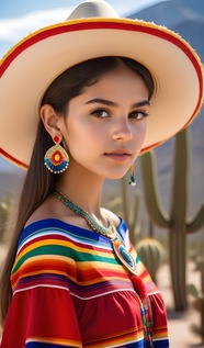 墨西哥戴帽美女摄影图片