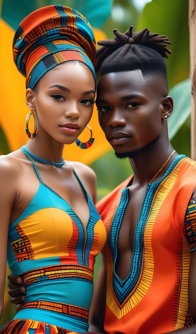 非洲年轻俊男美女黑人情侣图片