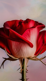 清新淡雅红色玫瑰花枝摄影图片