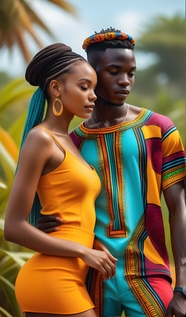非洲部落黑人情侣写真图片