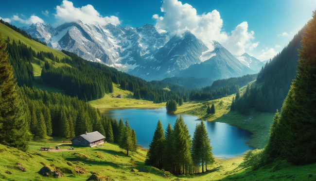 瑞士青山绿水山水风光写真高清图片