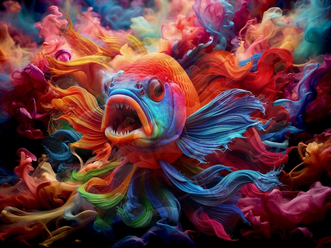 多彩艺术鱼插画绘画作品图片