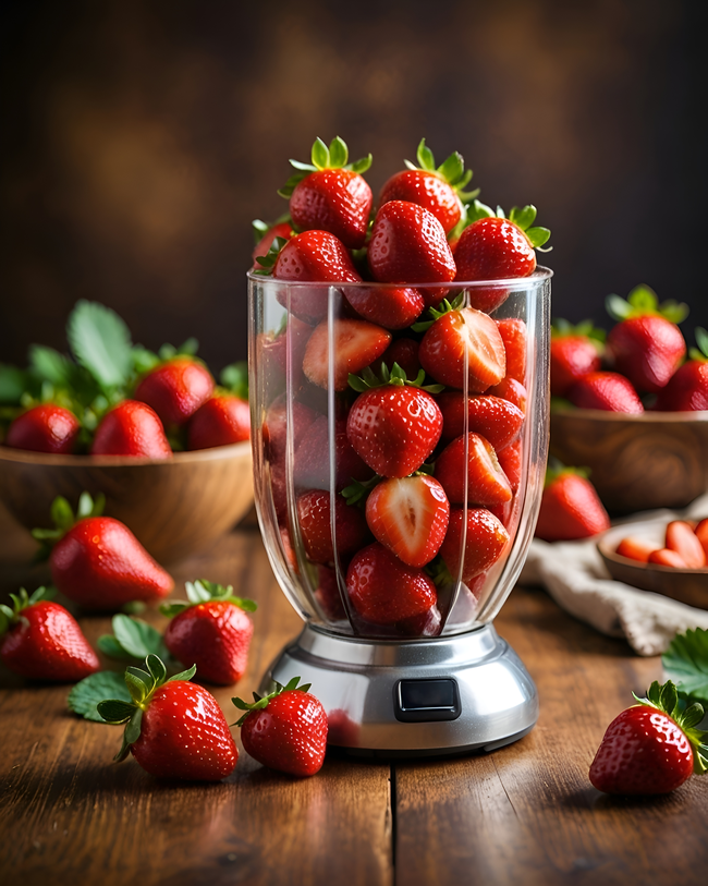 红色新鲜牛奶草莓写真高清图片