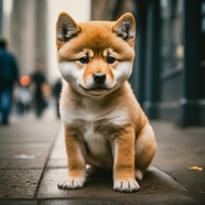 街头可爱日本柴犬摄影图片