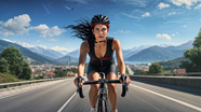 欧美美女公路单车骑行运动摄影图片
