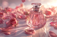 粉色玫瑰纯露香水摄影图片