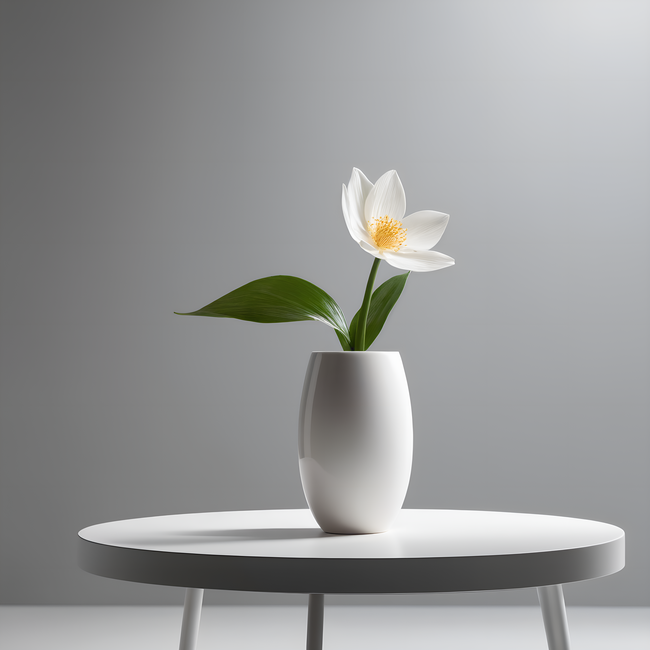 白色桌子陶瓷花瓶插花图片