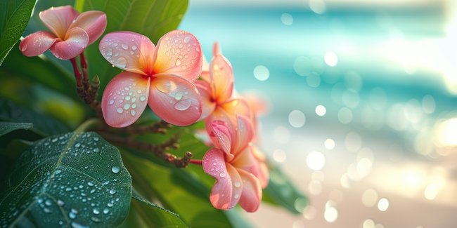 唯美粉色热带花卉摄影图片
