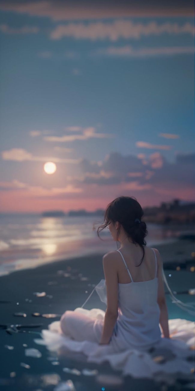 日暮黄昏唯美性感海边美女人体摄影