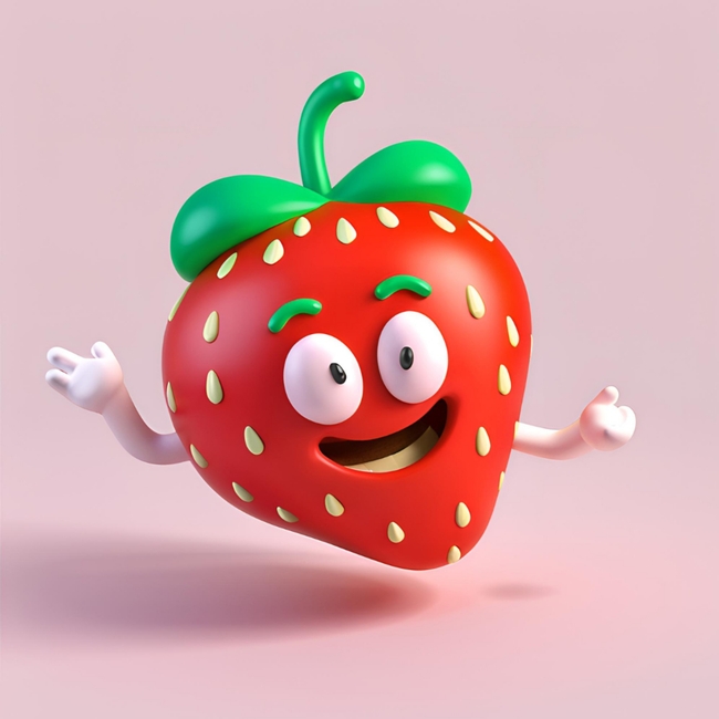 可爱卡通3D草莓模型图片
