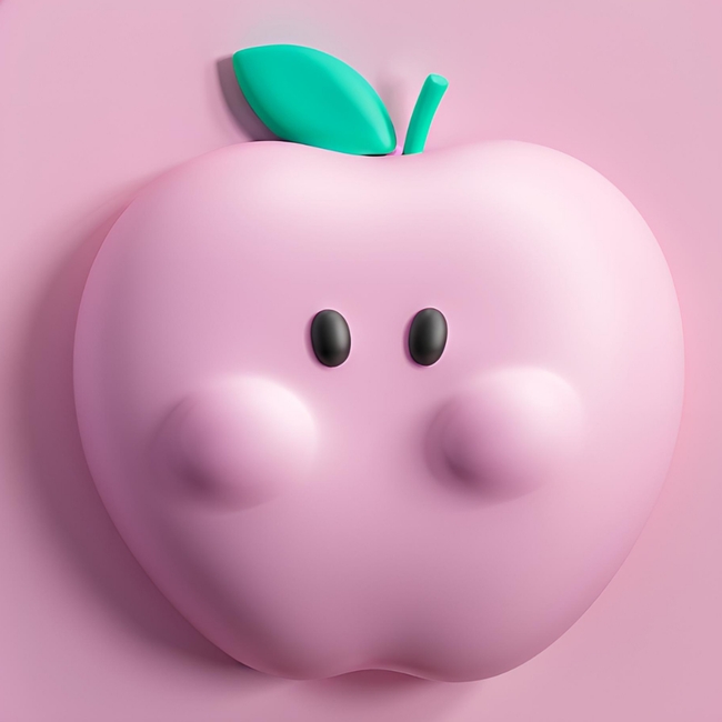 粉色卡通3D苹果存钱罐模型图片