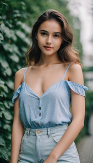 欧美清纯性感美女户外写真图片