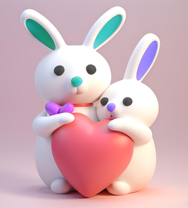可爱卡通兔子3D摆件摄影图片