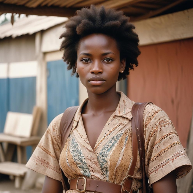 非洲黑人短发美女肖像摄影图片