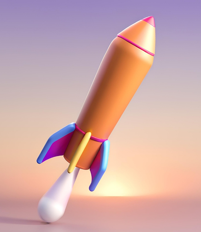 火箭发射卡通3D模型图片