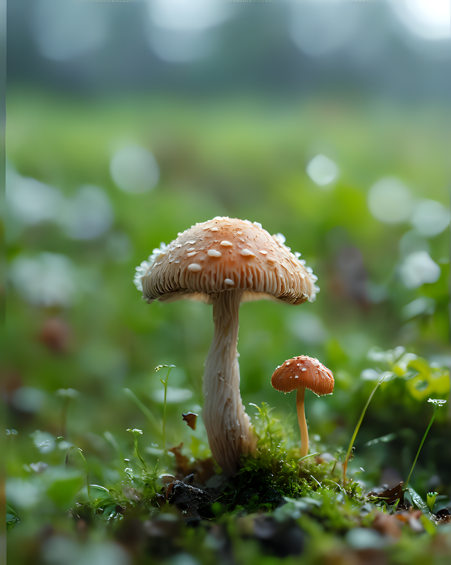 雨后破土而出硬柄小皮伞蘑菇精美图片