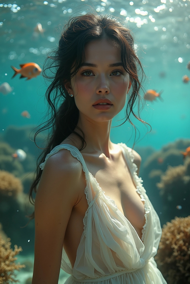 水族馆性感美女人像摄影艺术图片