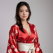 亚洲性感红色日本和服美女写真图片