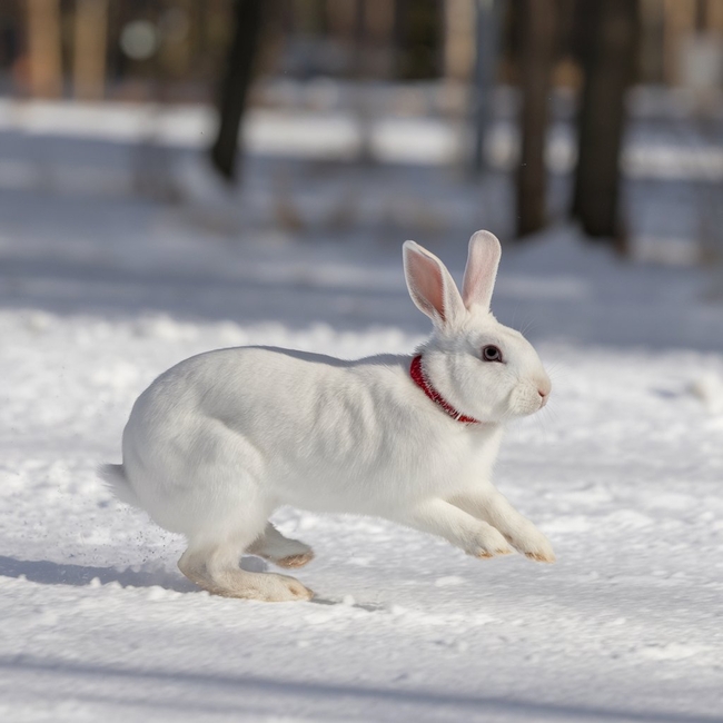 冬季雪地白色野兔子图片