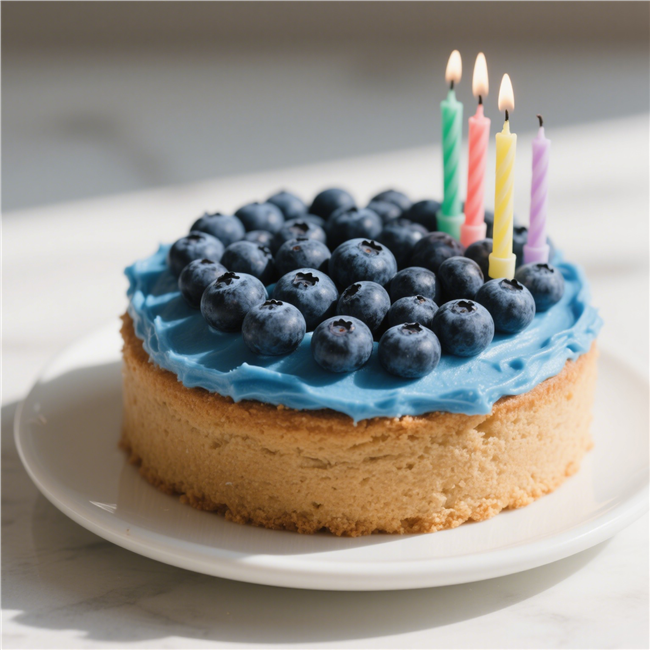 蓝莓奶油生日蜡烛蛋糕图片