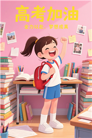 高考加油卡通插画设计图片