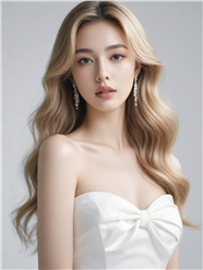 性感白色抹胸晚礼服美女写真图片