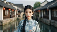江南古镇美女古风写真摄影图片