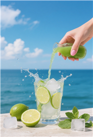 绿色小青柠冰镇饮料摄影图片