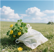 蓝天白云绿色草地四叶草图片