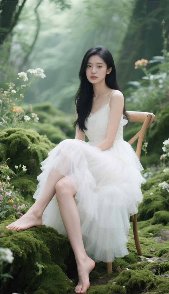 时尚摄影风格白色蓬松长裙婚纱美女图片