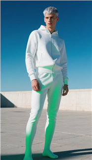 欧美白色卫衣套装帅哥写真图片