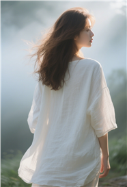 白色亚麻衫美女情绪氛围感写真图片
