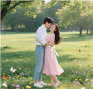 春天治愈系氛围感情侣写真图片